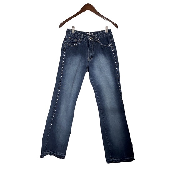 Vintage 90s Wild Secret Studded Dark Wash flare jeans - Picture 5 of 12